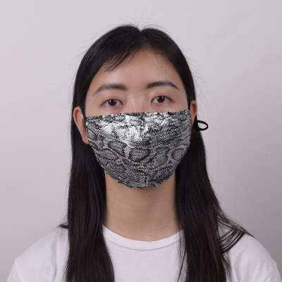 Wholesale Tie On Rhinestone Fashion Civil Snakeskin Mouth Face Mask for Women for Party