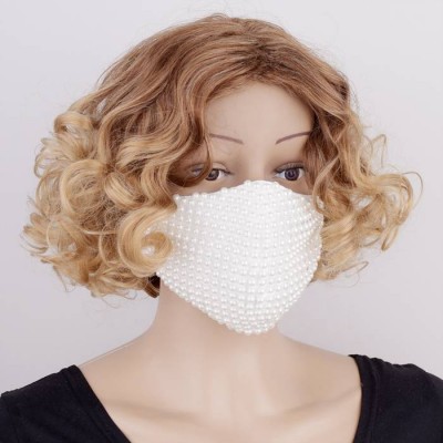 Wholesale Hot Sale Style Winter Warm Adjustable Strap Women Cotton Pearl Party Face Mask